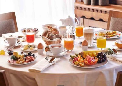 A typical Swiss breakfast served during your Law of Attraction retreat in Davos, Switzerland.