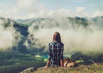 A guest enjoying a hike during a Law of Attraction retreat in Davos.